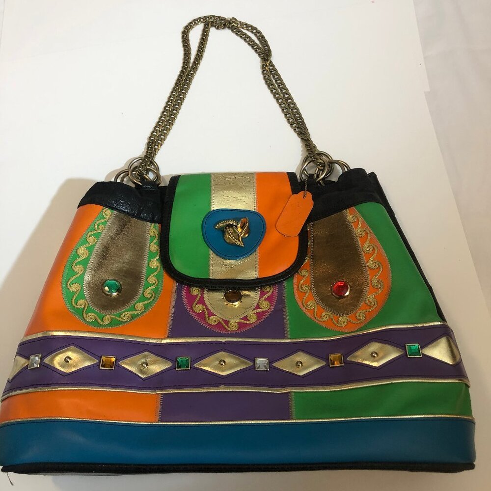 Vintage Renaissance Multicolor Handbag – Eclectic Boho-Chic Statement Bag - Picture 6 of 15